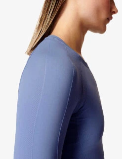 Sweaty Betty Athlete Seamless Workout Long-sleeved Stretch-jersey Top -Sweaty Bety Clothing Shop R04127201 FLUIDBLUE ALT04