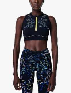 Sweaty Betty Power Contour Zip Abstract-print Stretch-woven Sports Bra 9 Sweaty Betty Power Contour Zip Abstract-print Stretch-woven Sports Bra -Sweaty Bety Clothing Shop R04127294 BLACKFLORALPRINT ALT02