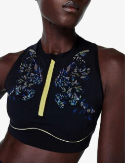 Sweaty Betty Power Contour Zip Abstract-print Stretch-woven Sports Bra 11 Sweaty Betty Power Contour Zip Abstract-print Stretch-woven Sports Bra -Sweaty Bety Clothing Shop R04127294 BLACKFLORALPRINT ALT04
