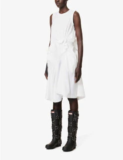 Gathered Longline Cotton-jersey Top -Sweaty Bety Clothing Shop R04127328 WHITE ALT02