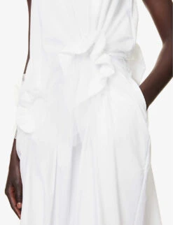 Gathered Longline Cotton-jersey Top -Sweaty Bety Clothing Shop R04127328 WHITE ALT05