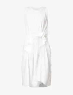 Gathered Longline Cotton-jersey Top