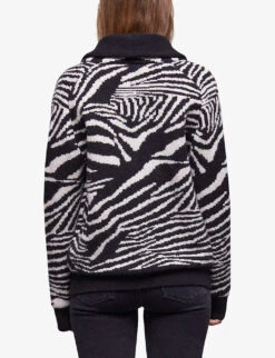 THE KOOPLES Zebra-pattern Shawl-collar Wool Cardigan -Sweaty Bety Clothing Shop R04127792 BLA09 ALT03