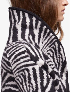 THE KOOPLES Zebra-pattern Shawl-collar Wool Cardigan -Sweaty Bety Clothing Shop R04127792 BLA09 ALT04