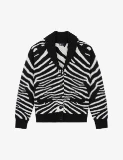 THE KOOPLES Zebra-pattern Shawl-collar Wool Cardigan