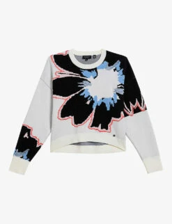 Ted Baker Avrella Jacquard Floral-embroidery Woven Jumper