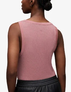 AllSaints Rina Round-neck Stretch-woven Tank Top -Sweaty Bety Clothing Shop R04134780 SOFTPINK ALT03