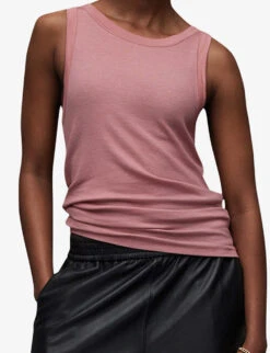 AllSaints Rina Round-neck Stretch-woven Tank Top -Sweaty Bety Clothing Shop R04134780 SOFTPINK ALT04