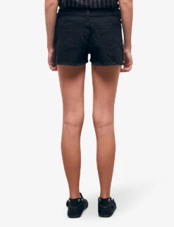 THE KOOPLES Embroidered Cut-off Denim Shorts -Sweaty Bety Clothing Shop R04135420 BLA01 ALT03