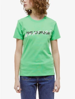 THE KOOPLES 'What Is?' Logo-print Cotton-jersey T-shirt -Sweaty Bety Clothing Shop R04135431 GRN14 ALT02