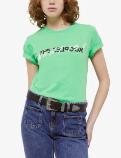 THE KOOPLES 'What Is?' Logo-print Cotton-jersey T-shirt -Sweaty Bety Clothing Shop R04135431 GRN14 ALT04