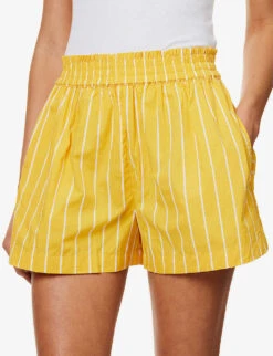 Faithfull The Brand Elva High-rise Cotton-poplin Shorts -Sweaty Bety Clothing Shop R04135585 ADIASTRIPEPRTCITRUS ALT04