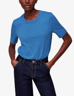 Whistles Rosa Relaxed Cotton-jersey T-shirt -Sweaty Bety Clothing Shop R04135838 BLUE ALT02
