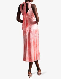 Ted Baker Lilymay Floral-print Satin Midi Dress -Sweaty Bety Clothing Shop R04135850 CORAL ALT02
