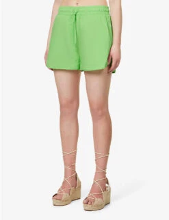 Devotion Twins Garnatis Elasticated-waistband Regular-fit Cotton Shorts -Sweaty Bety Clothing Shop R04136381 GREEN2086 ALT02