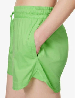 Devotion Twins Garnatis Elasticated-waistband Regular-fit Cotton Shorts -Sweaty Bety Clothing Shop R04136381 GREEN2086 ALT04
