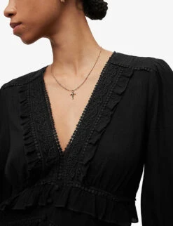 AllSaints Zora Ruffled Woven Mini Dress 11 AllSaints Zora Ruffled Woven Mini Dress -Sweaty Bety Clothing Shop R04136396 BLACK ALT04