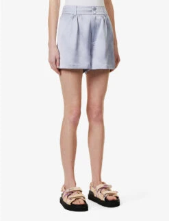 Paige Cypress Mid-rise Satin Shorts 9 Paige Cypress Mid-rise Satin Shorts -Sweaty Bety Clothing Shop R04136646 SALTBLUE ALT02