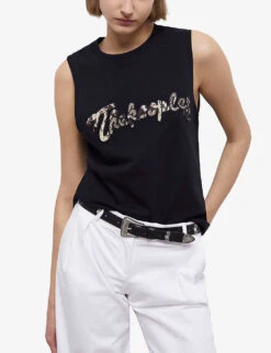 THE KOOPLES Snake-print Logo Cotton T-shirt -Sweaty Bety Clothing Shop R04137033 BLA01 ALT02