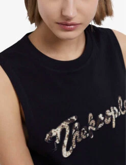 THE KOOPLES Snake-print Logo Cotton T-shirt -Sweaty Bety Clothing Shop R04137033 BLA01 ALT04