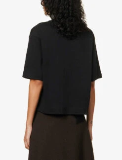 Vince Wide-sleeve Boxy-fit Cotton-jersey T-shirt -Sweaty Bety Clothing Shop R04137204 BLACK ALT03