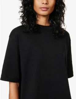 Vince Wide-sleeve Boxy-fit Cotton-jersey T-shirt -Sweaty Bety Clothing Shop R04137204 BLACK ALT04