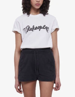 THE KOOPLES Logo-embroidered Drawstring-waist Cotton Shorts -Sweaty Bety Clothing Shop R04137387 BLA55 ALT02