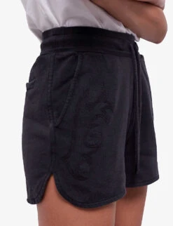 THE KOOPLES Logo-embroidered Drawstring-waist Cotton Shorts -Sweaty Bety Clothing Shop R04137387 BLA55 ALT04