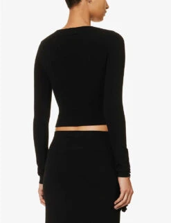 Jean Paul Gaultier Flower Floral-appliqué Knitted Top -Sweaty Bety Clothing Shop R04137671 BLACK ALT03