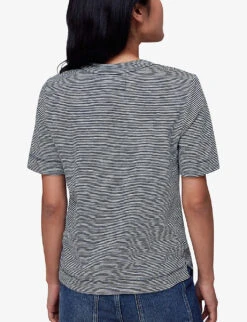 Whistles Rosa Striped Cotton-jersey T-shirt -Sweaty Bety Clothing Shop R04138154 BLUE ALT03