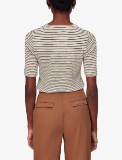 Whistles Stripe-pattern Slim-fit Cotton T-shirt -Sweaty Bety Clothing Shop R04140100 BLUE ALT02