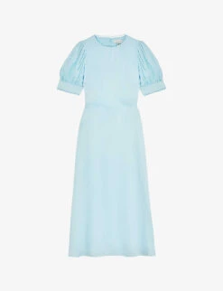 Ted Baker Azilea Puff-sleeve Waist-tie Woven Midi Dress