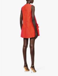 Floral-embellished A-line Stretch-woven Mini Dress -Sweaty Bety Clothing Shop R04140675 TIGER ALT03