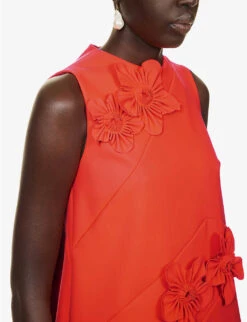 Floral-embellished A-line Stretch-woven Mini Dress -Sweaty Bety Clothing Shop R04140675 TIGER ALT04