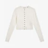 Ted Baker Camilda Cropped Stretch Recycled Viscose-blend Cardigan 1 Ted Baker Camilda Cropped Stretch Recycled Viscose-blend Cardigan -Sweaty Bety Clothing Shop R04142373 WHITE M