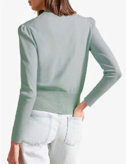 Ted Baker Joslina Pointelle-knit Cotton-blend Cardigan -Sweaty Bety Clothing Shop R04143460 PLGREEN ALT02