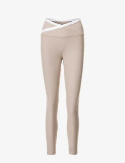 Beyond Yoga Wrap-around Contrast-trim Stretch-woven Leggings