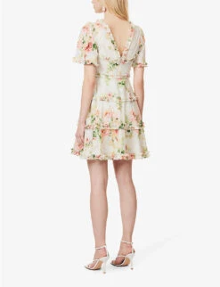 Harlequin Rose Floral-print Organic-cotton Mini Dress -Sweaty Bety Clothing Shop R04143944 MOONSHINE ALT03