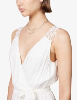 Paige Riviera Tiered-skirt Frilled-trim Rayon Midi Dress -Sweaty Bety Clothing Shop R04144121 WHITE ALT04