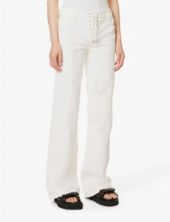 Paige Leenah Lace-up Flared-leg Wide-rise Stretch-denim Jeans -Sweaty Bety Clothing Shop R04144130 TONALECRU ALT02