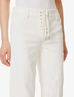 Paige Leenah Lace-up Flared-leg Wide-rise Stretch-denim Jeans -Sweaty Bety Clothing Shop R04144130 TONALECRU ALT04