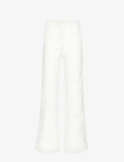 Paige Leenah Lace-up Flared-leg Wide-rise Stretch-denim Jeans