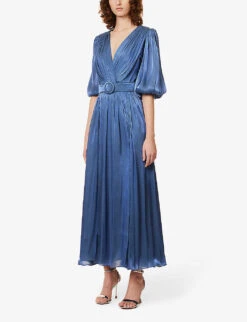 Brennie Pleated Woven Maxi Dress -Sweaty Bety Clothing Shop R04144893 DEEPBLUE ALT02