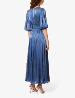 Brennie Pleated Woven Maxi Dress -Sweaty Bety Clothing Shop R04144893 DEEPBLUE ALT03