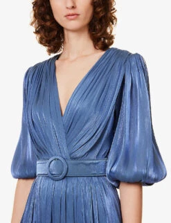 Brennie Pleated Woven Maxi Dress -Sweaty Bety Clothing Shop R04144893 DEEPBLUE ALT04