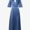Brennie Pleated Woven Maxi Dress -Sweaty Bety Clothing Shop R04144893 DEEPBLUE M