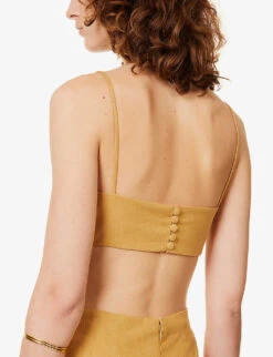 Ellie Cut-out Linen Maxi Dress -Sweaty Bety Clothing Shop R04144898 MUSTARDYELLOW ALT05