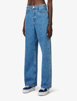 FRAME Le High ‘N’ Tight Contrast-stitch Wide-leg High-rise Jeans -Sweaty Bety Clothing Shop R04146422 MEADOW ALT02