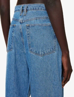 FRAME Le High ‘N’ Tight Contrast-stitch Wide-leg High-rise Jeans -Sweaty Bety Clothing Shop R04146422 MEADOW ALT05