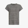 AllSaints Anna Striped Regular-fit Cotton-blend T-shirt -Sweaty Bety Clothing Shop R04146611 CHALKINK M